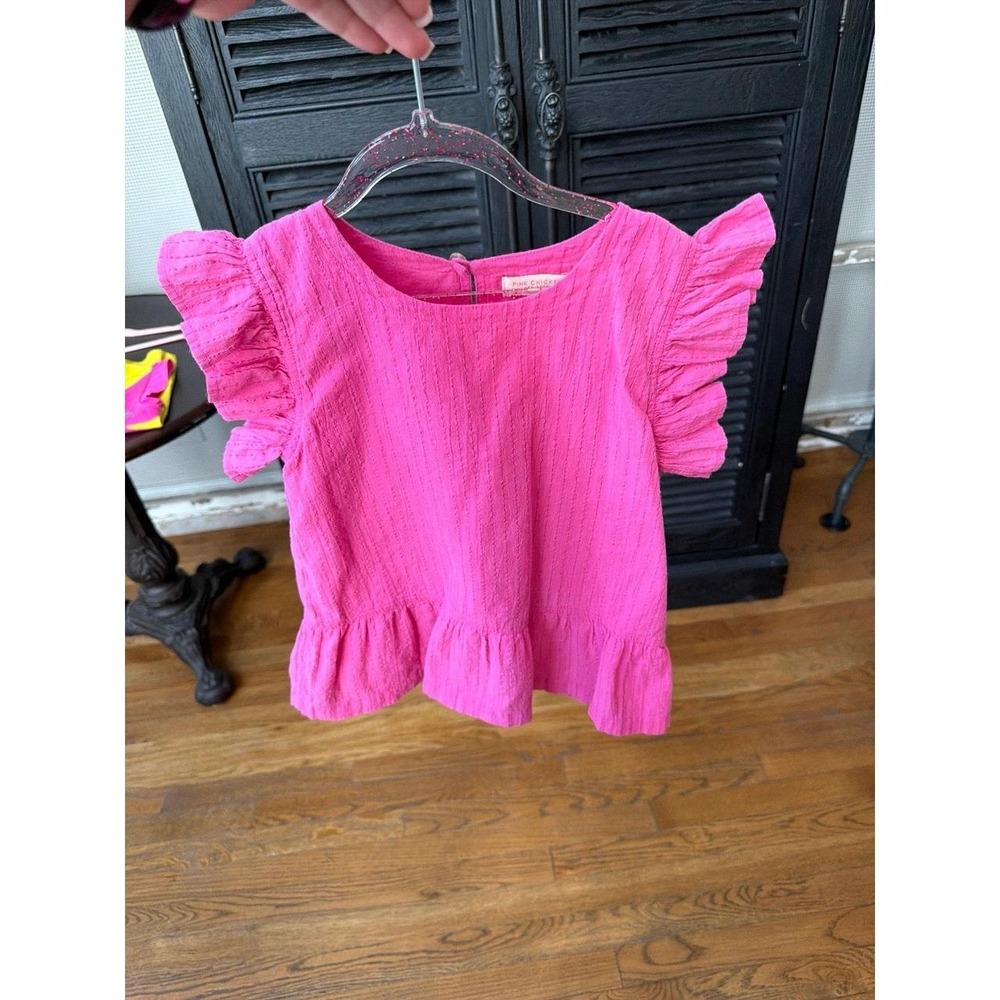Pink Chicken Girls pink Ruffle Sleeve Top size 7